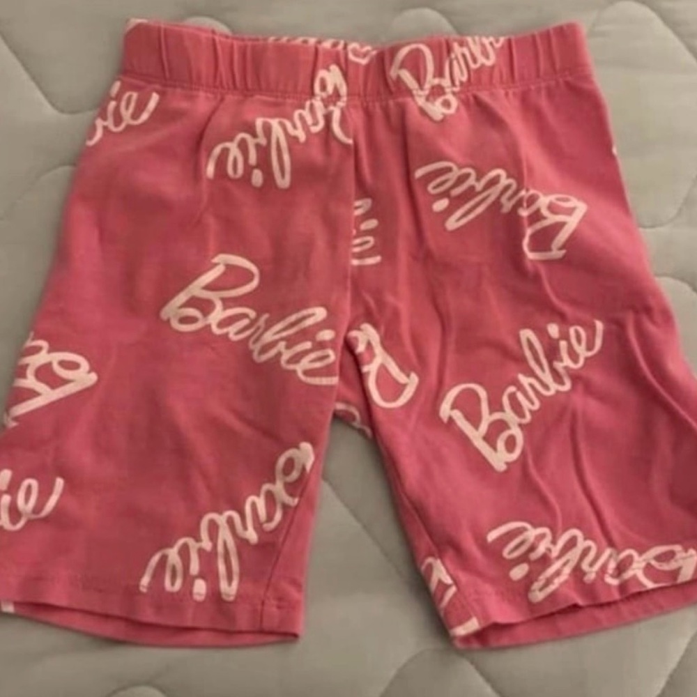 Barbie Script Logo Pink Girl’s Bike Shorts- Size Small 6/6X